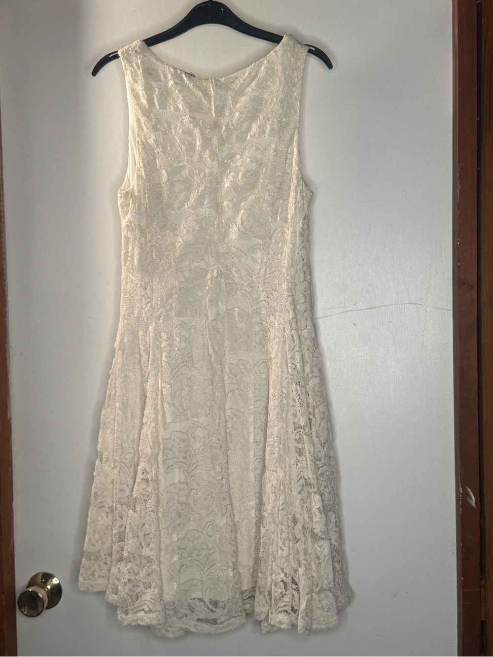 Sleeveless Cream Lace A-Line Mini Dress